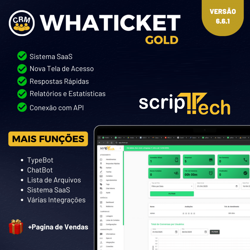 Script ChatBot Multi Atendentes e Multi Departamentos para WhatsApp Business 2026